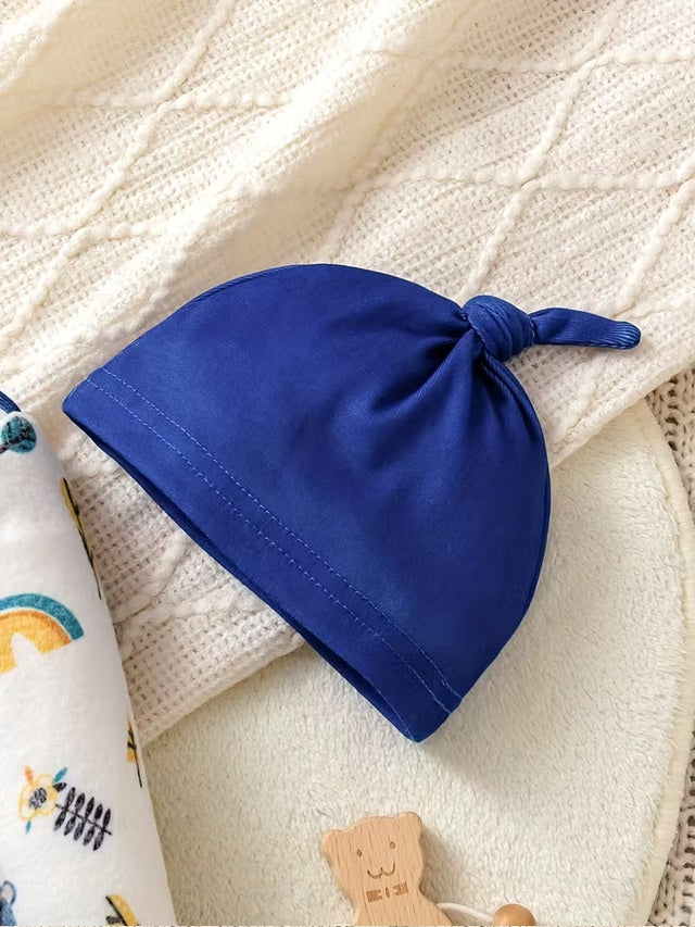 Baby Boy 4-Piece Outfit Set with Cute Bear & Rainbow Print Smock Top, Pants, Bib and Soft Long Sleeve Romper