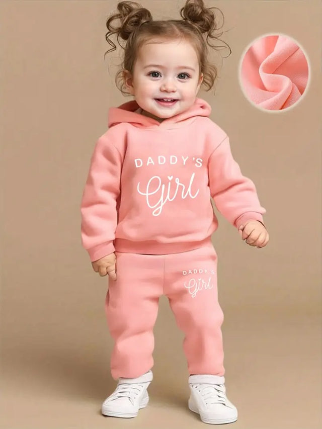 Baby Girl's DADDY'S GIRL Letter Pattern Hoodie And Casual Long Pants