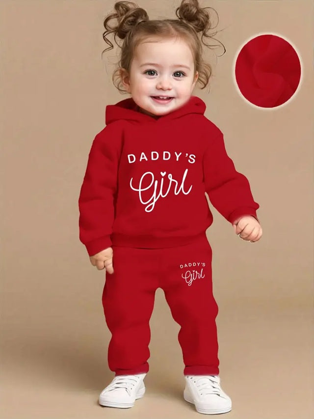 Baby Girl's DADDY'S GIRL Letter Pattern Hoodie And Casual Long Pants