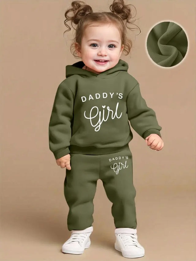 Baby Girl's DADDY'S GIRL Letter Pattern Hoodie And Casual Long Pants