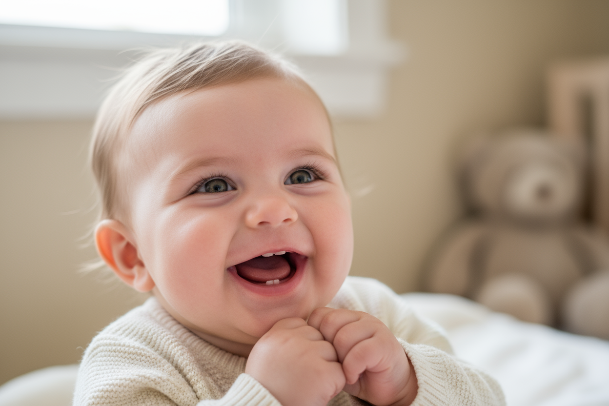 Generate a smiling baby image