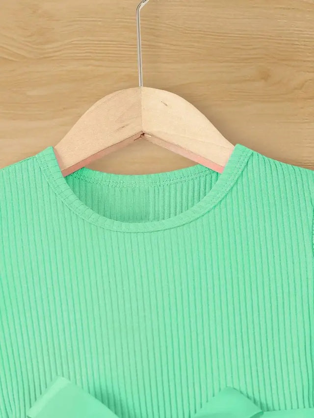 Girls' Floral Print Smock Dress with Ruffled Sleeves & Bow Back, Summer Dress with Pockets