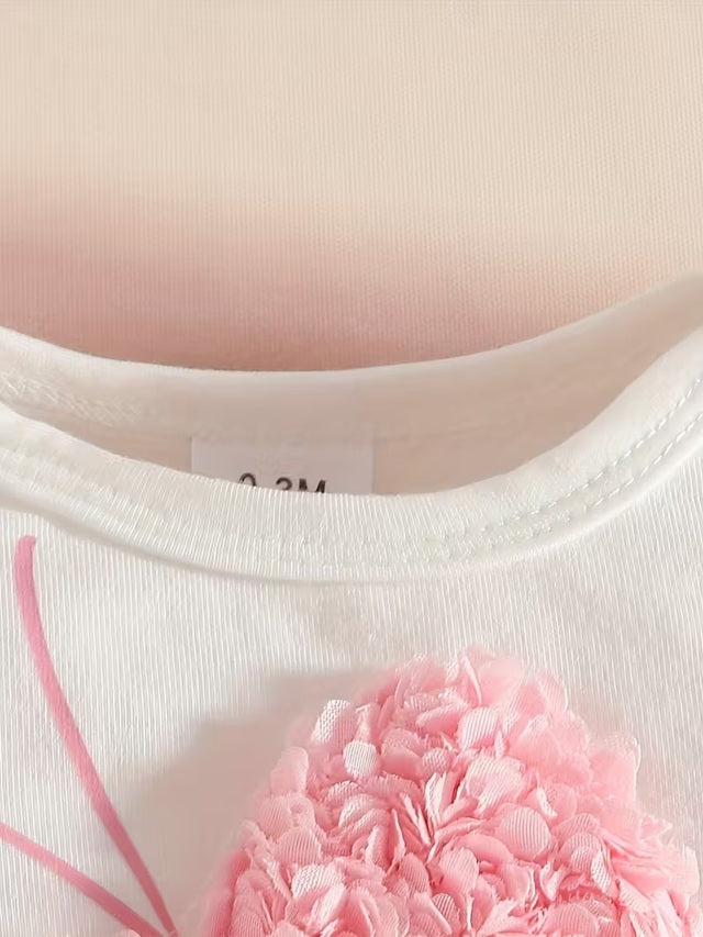 Baby Girl Floral 3-Piece Outfit Set with Long Sleeve Top, Elastic Pants and Matching Headband Spring and Autumn Clothing