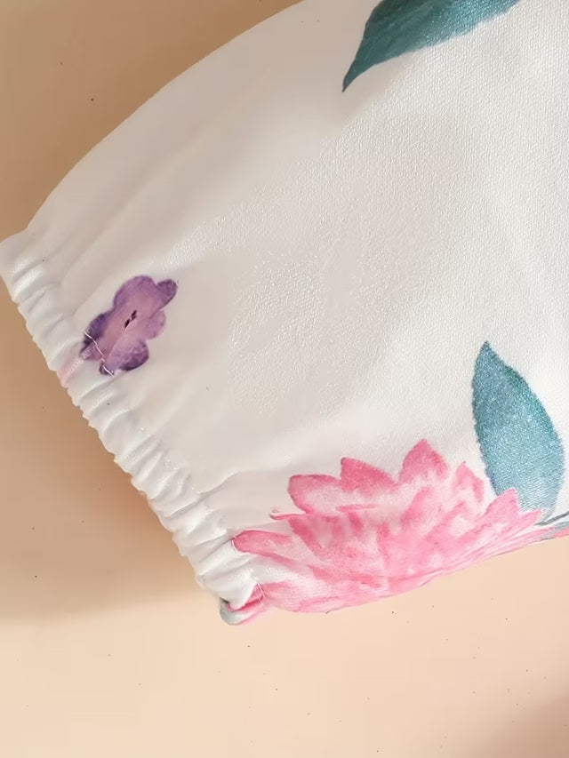 Baby Girl Floral 3-Piece Outfit Set with Long Sleeve Top, Elastic Pants and Matching Headband Spring and Autumn Clothing